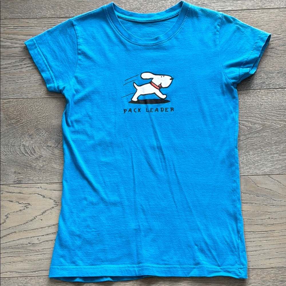 Novelty “Pack Leader” Dog Graphic Blue Short Sleeve Crew T by Mike Made This-S